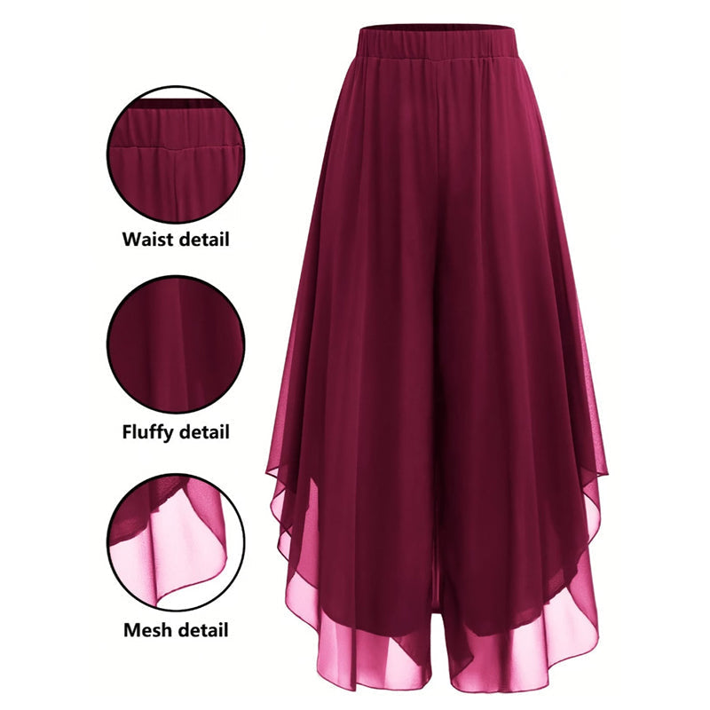 Iris | Asymmetric Chiffon Wide-Leg Pants