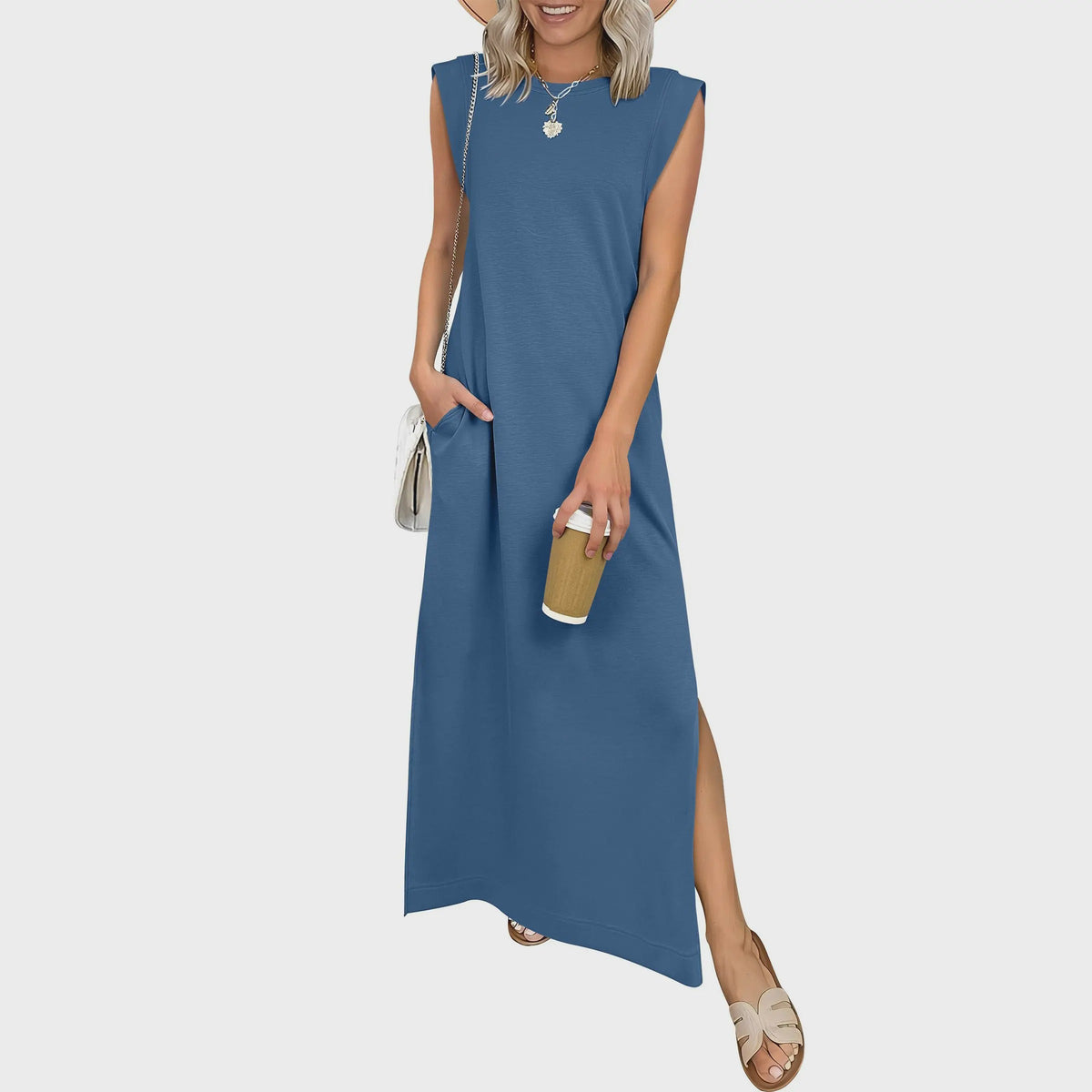 Hazel | Crew-Neck Sleeveless Maxi Dress