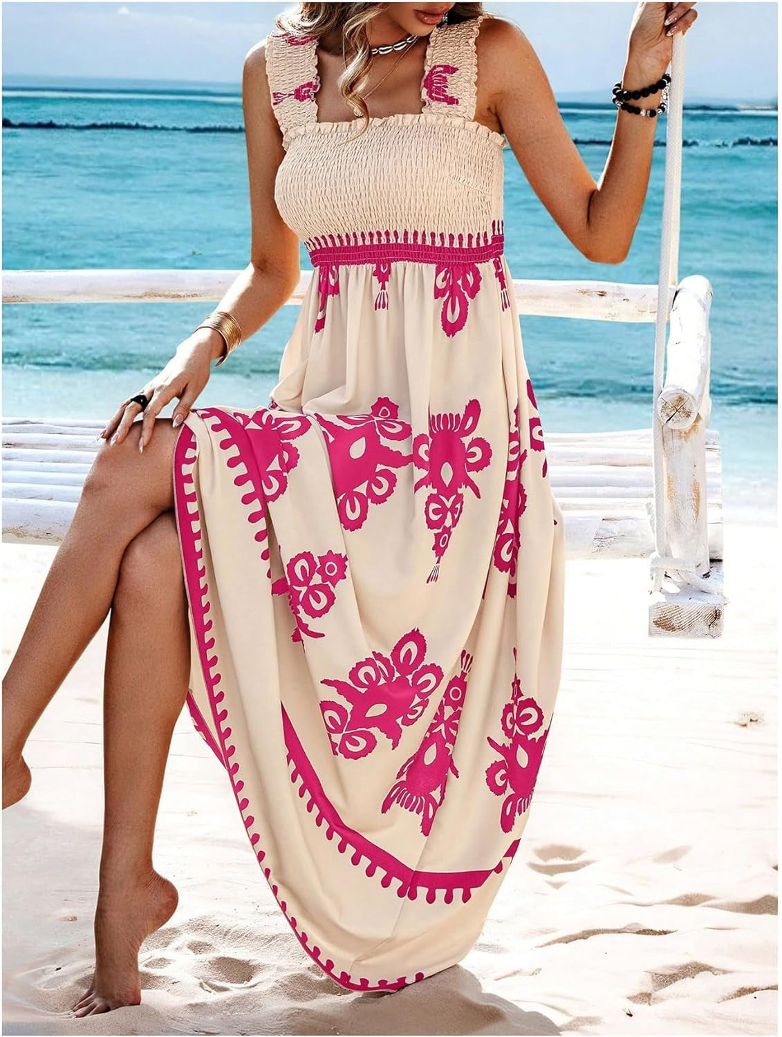 Bella | Smocked Print Maxi Dress