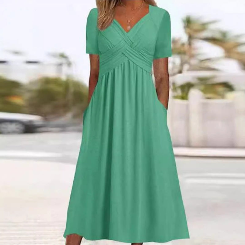 Emily | Cross-Front V-Neck Maxi Dress