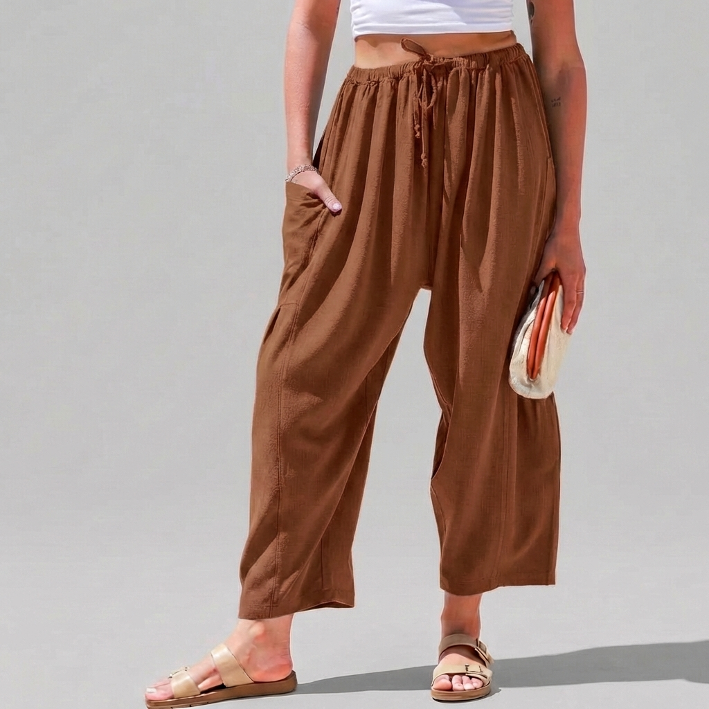 Leah | Linen-Blend Wide-Leg Pants