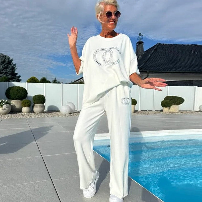 Sienna | Sparkle Tee & Wide-Leg Pants Set