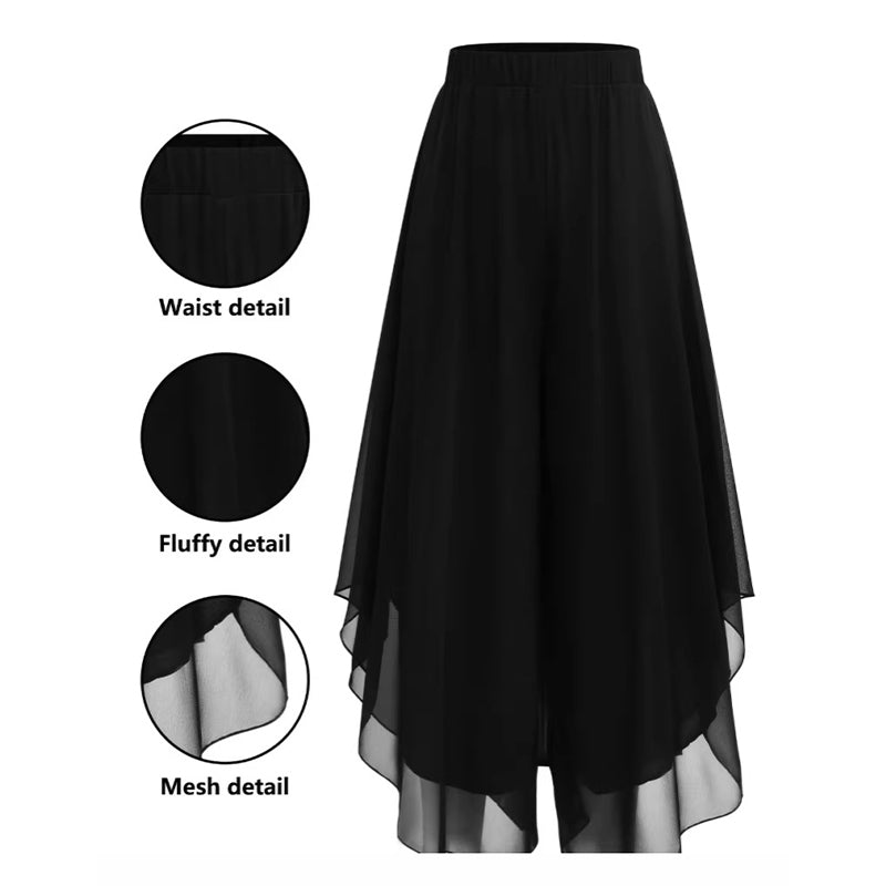 Iris | Asymmetric Chiffon Wide-Leg Pants