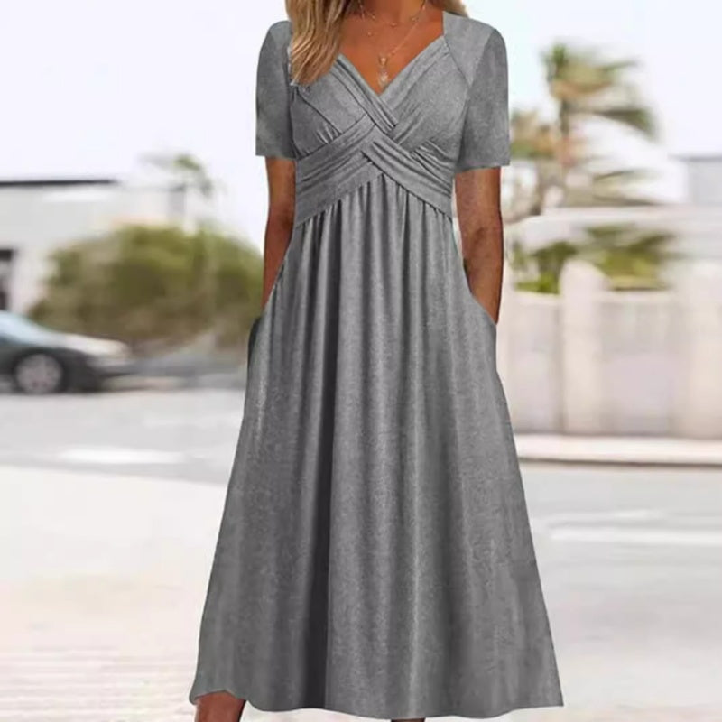 Emily | Cross-Front V-Neck Maxi Dress