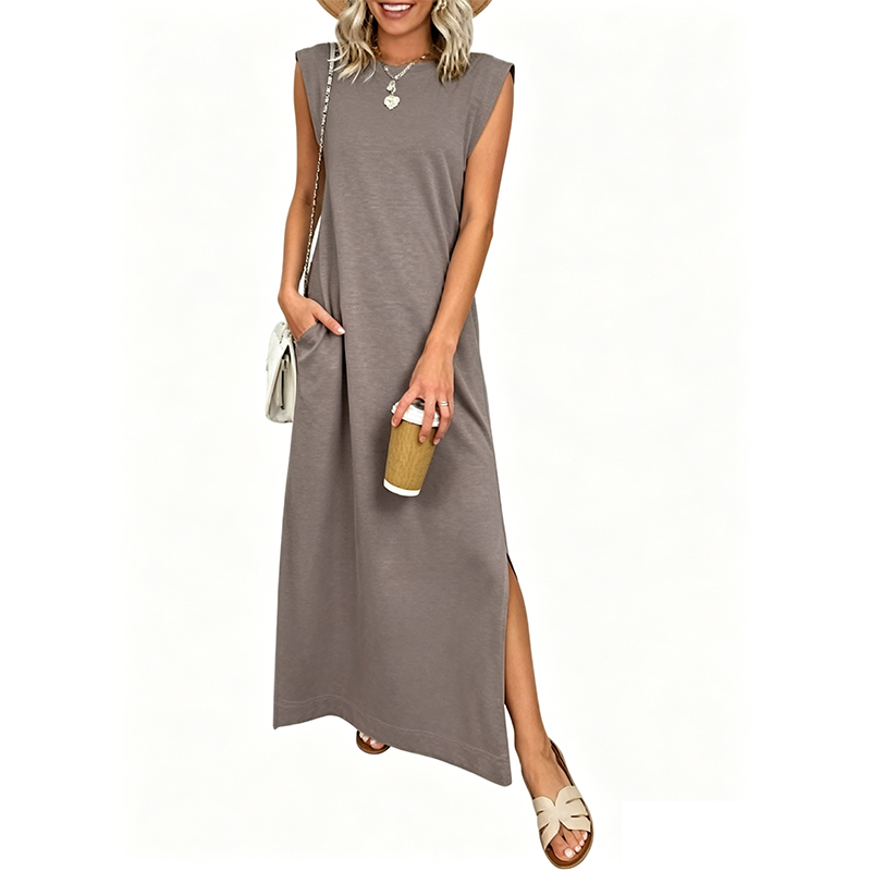 Hazel | Crew-Neck Sleeveless Maxi Dress