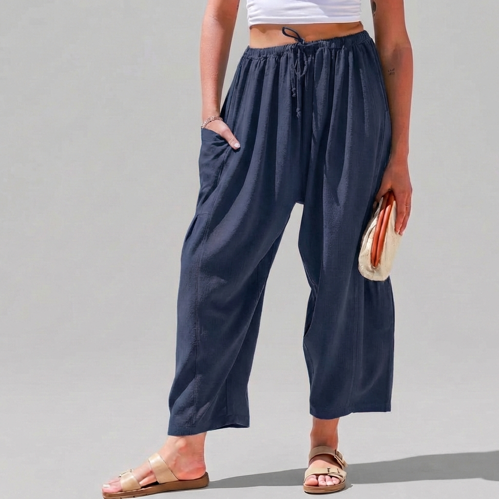 Leah | Linen-Blend Wide-Leg Pants