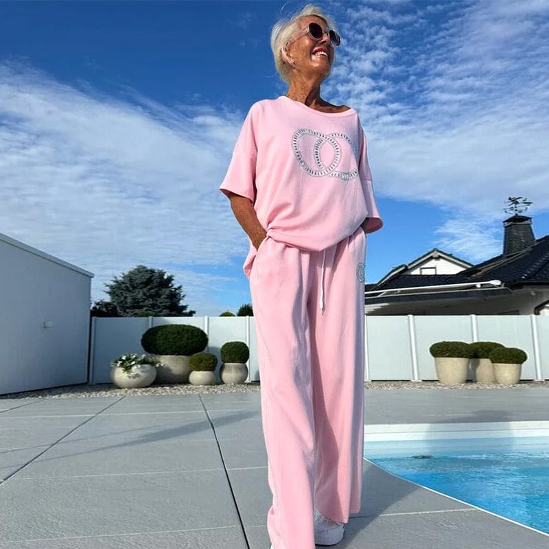 Sienna | Sparkle Tee & Wide-Leg Pants Set