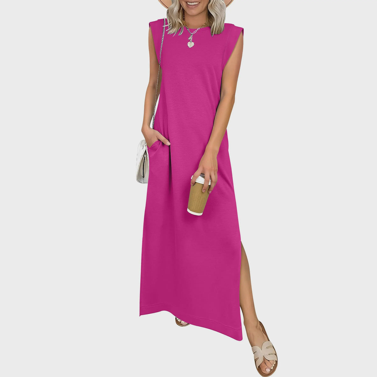 Hazel | Crew-Neck Sleeveless Maxi Dress