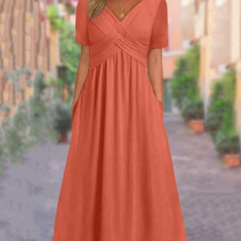 Emily | Cross-Front V-Neck Maxi Dress