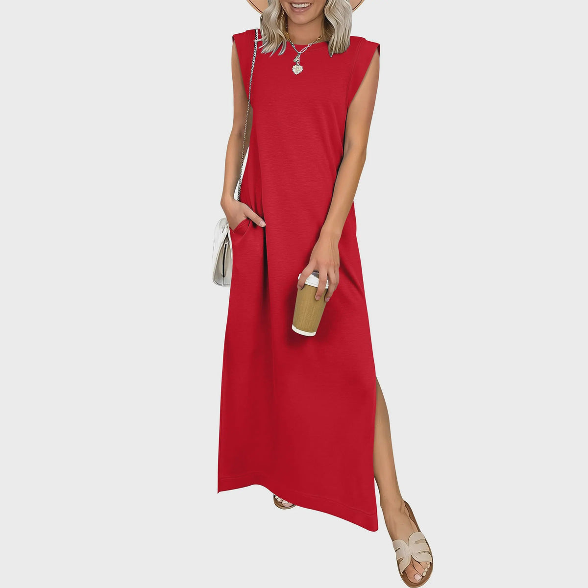 Hazel | Crew-Neck Sleeveless Maxi Dress