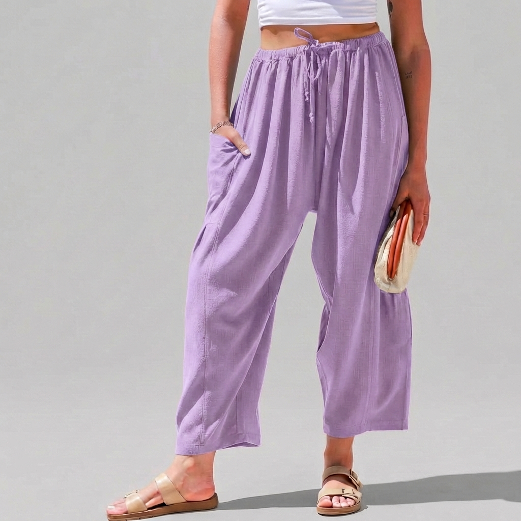Leah | Linen-Blend Wide-Leg Pants