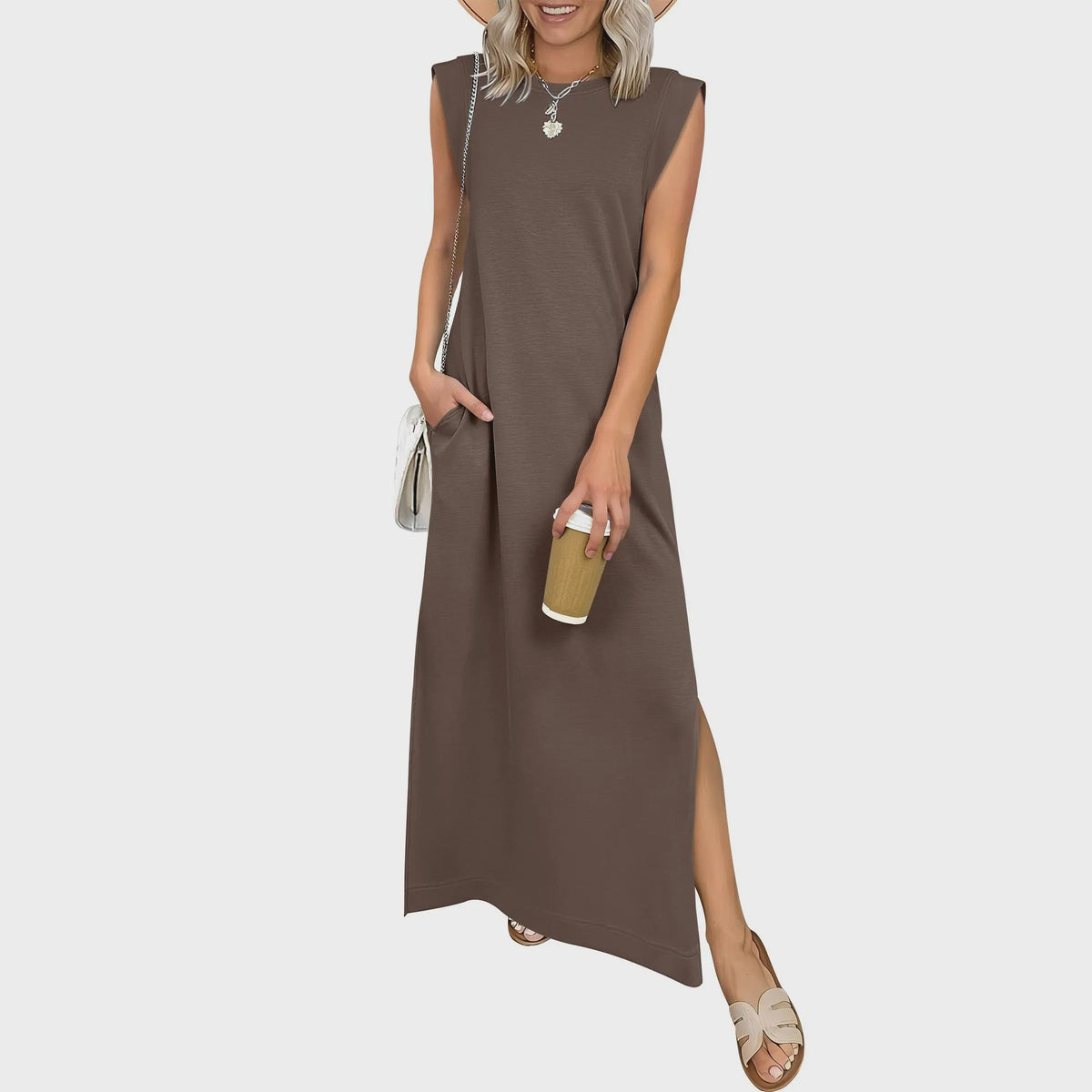 Hazel | Crew-Neck Sleeveless Maxi Dress