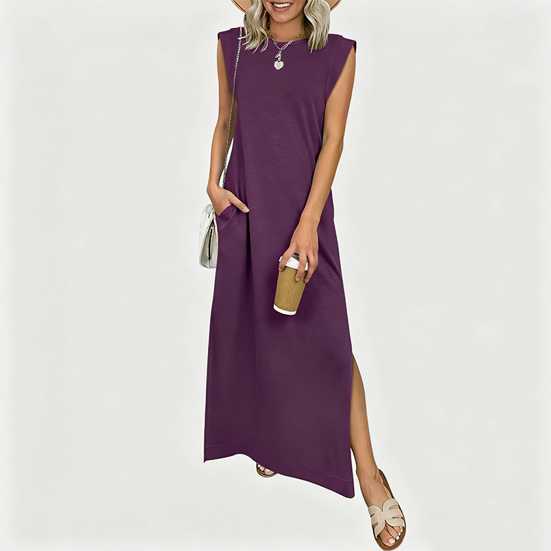 Hazel | Crew-Neck Sleeveless Maxi Dress