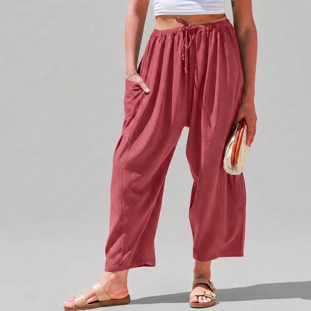 Leah | Linen-Blend Wide-Leg Pants