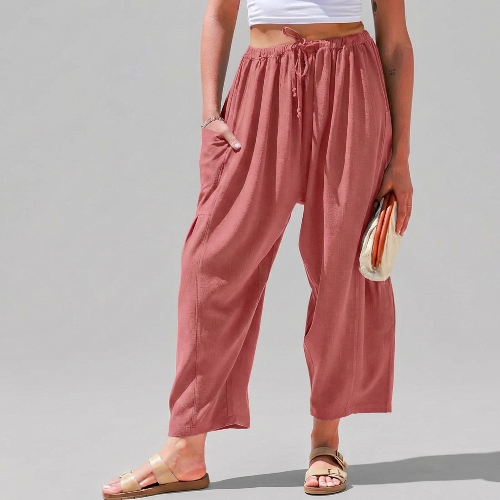 Leah | Linen-Blend Wide-Leg Pants