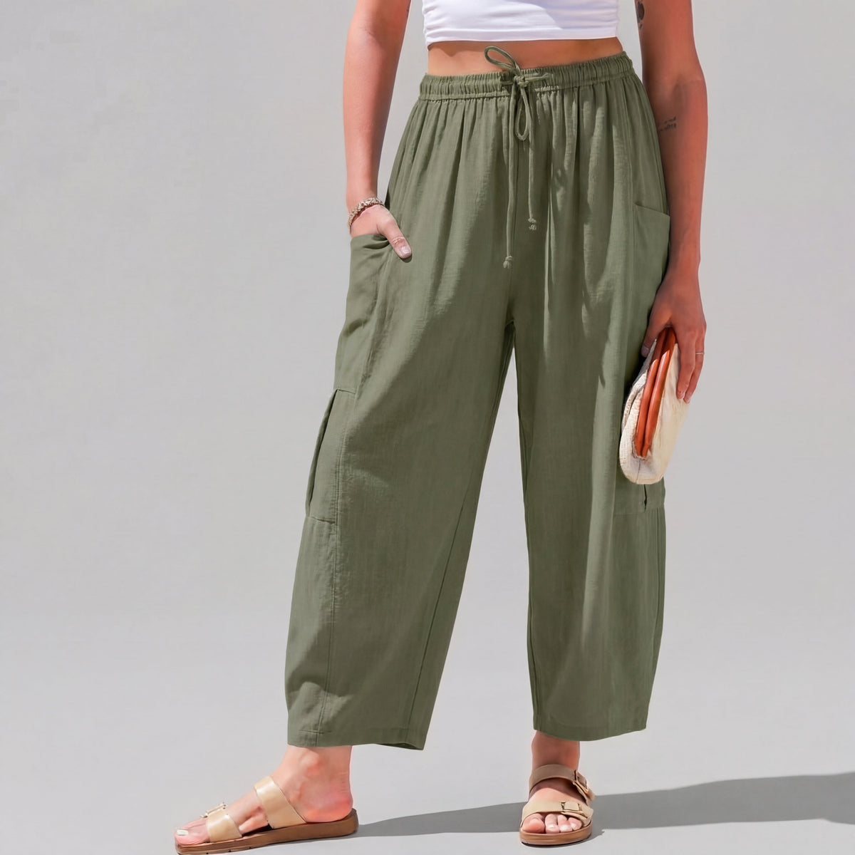Leah | Linen-Blend Wide-Leg Pants