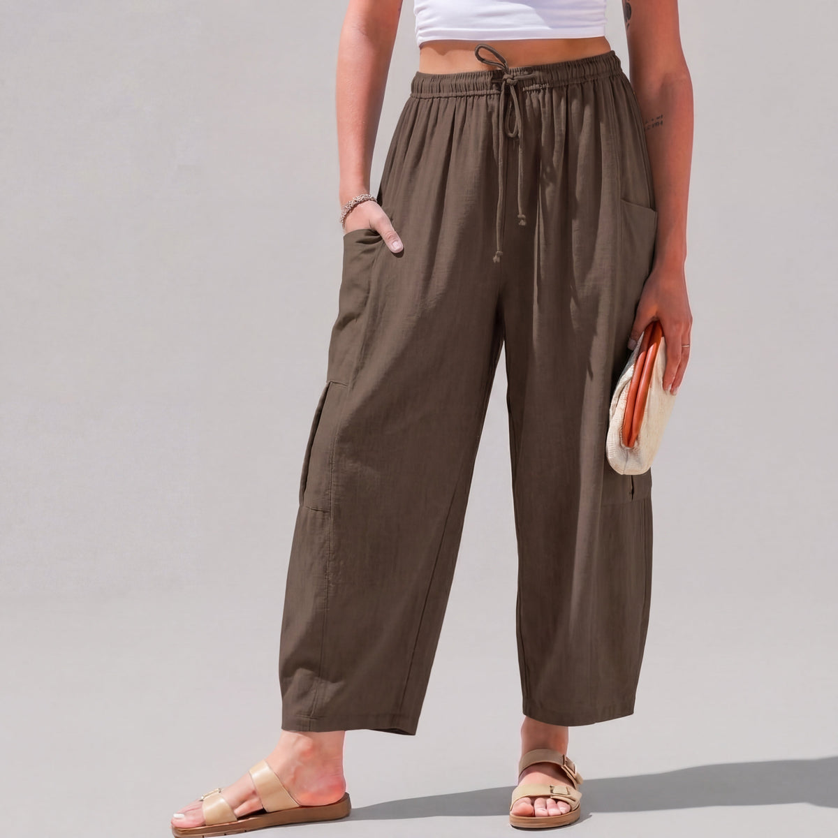 Leah | Linen-Blend Wide-Leg Pants