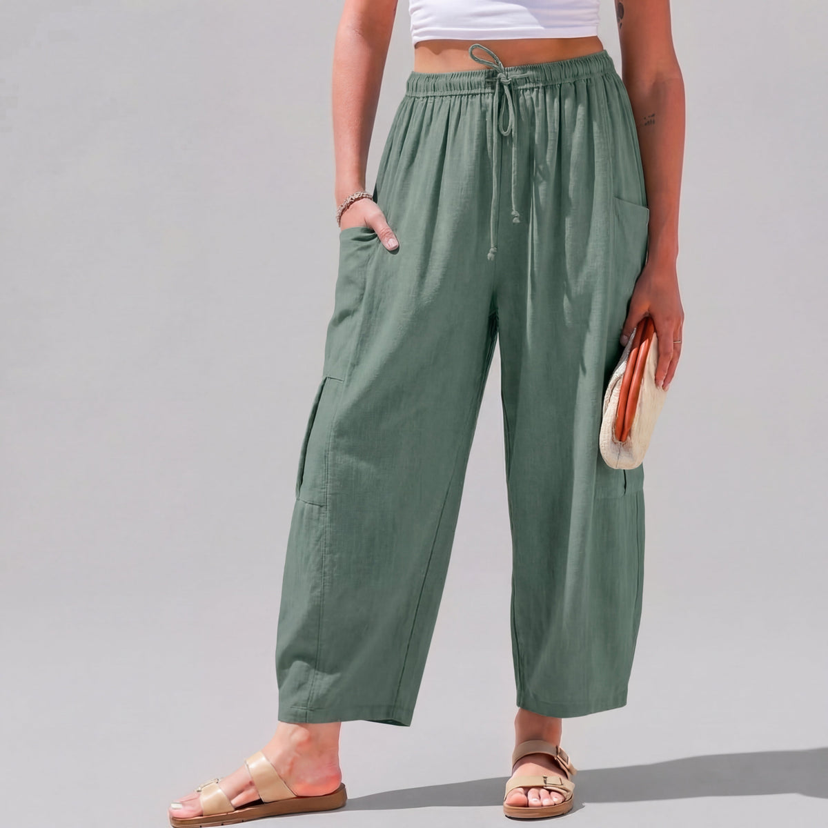 Leah | Linen-Blend Wide-Leg Pants