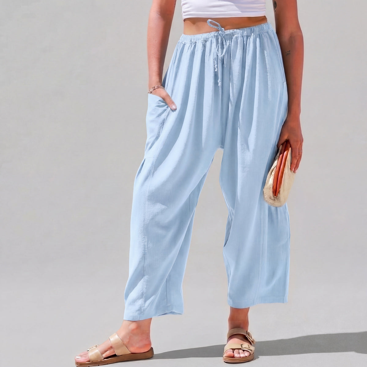 Leah | Linen-Blend Wide-Leg Pants