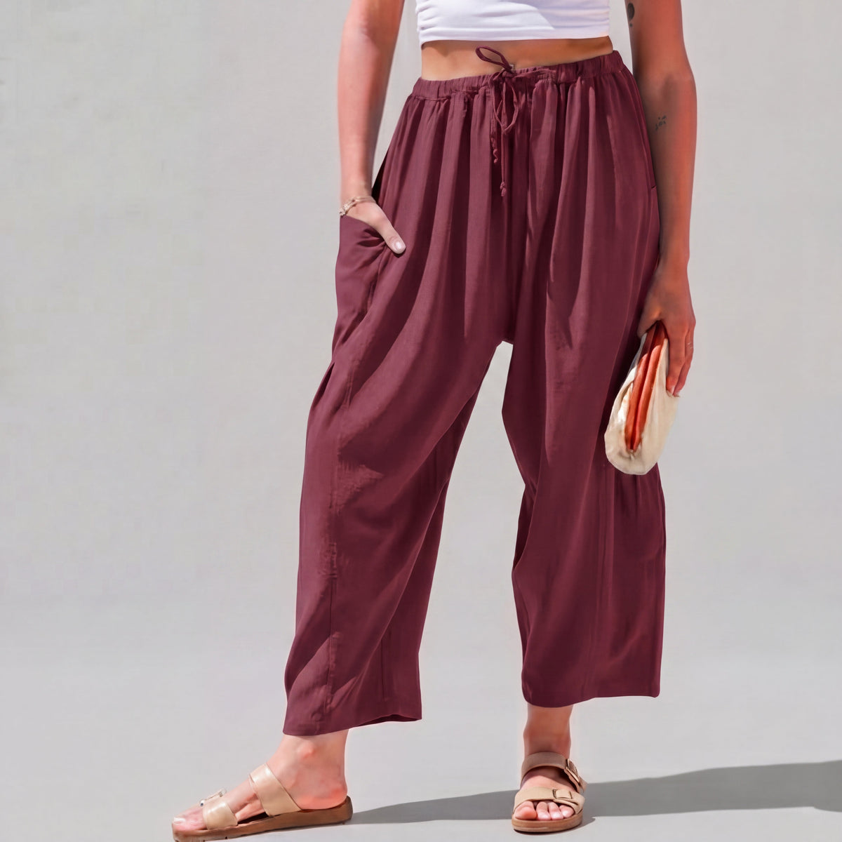 Leah | Linen-Blend Wide-Leg Pants