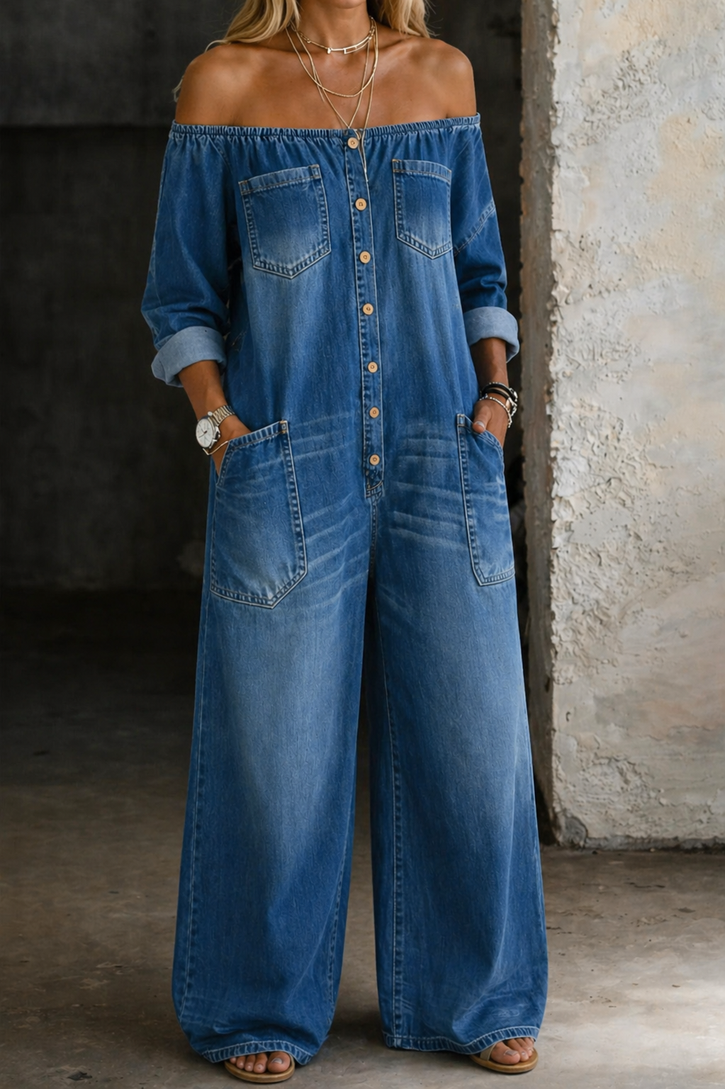 Hana | Off Shoulder Long Sleeve Jumpsuit