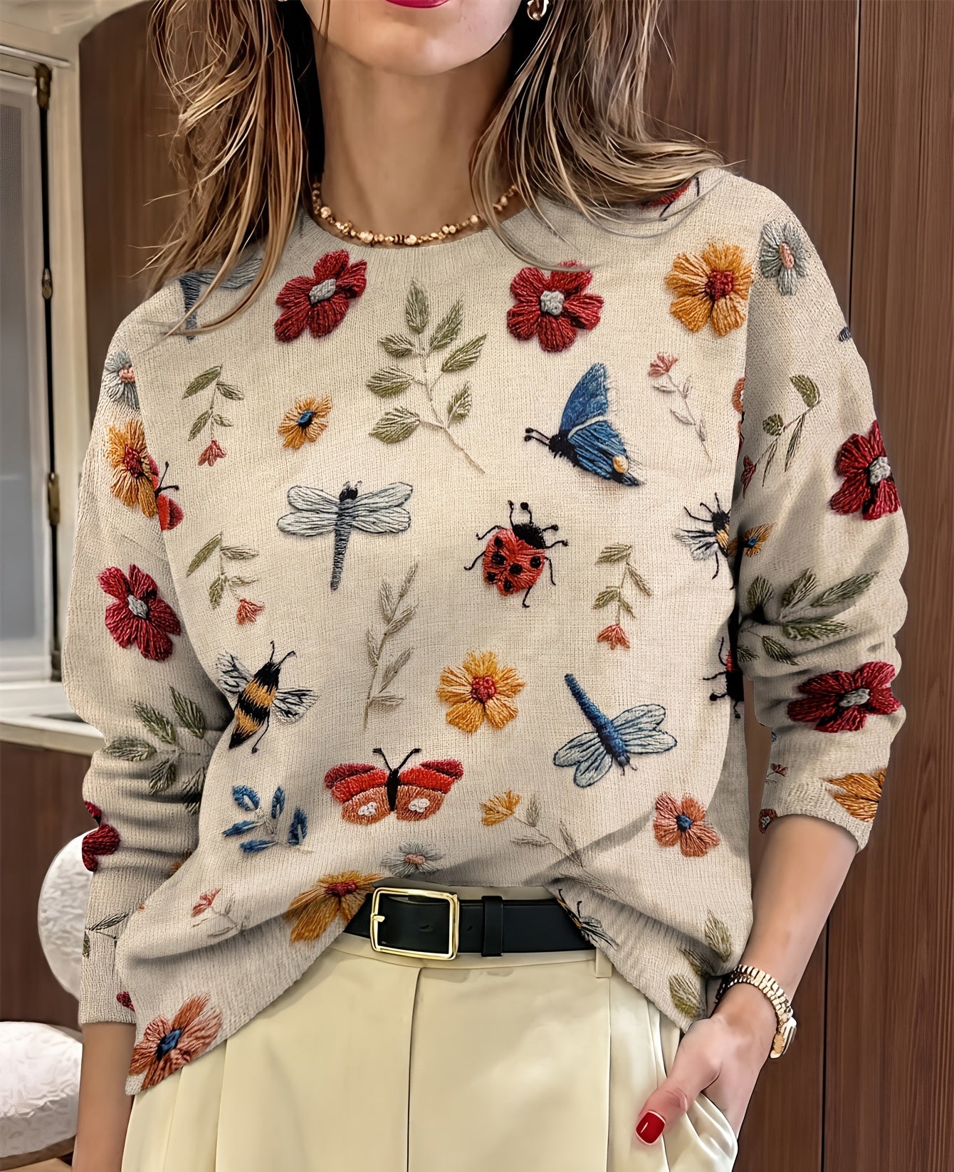 Mahina | Botanical Print Knit Sweater