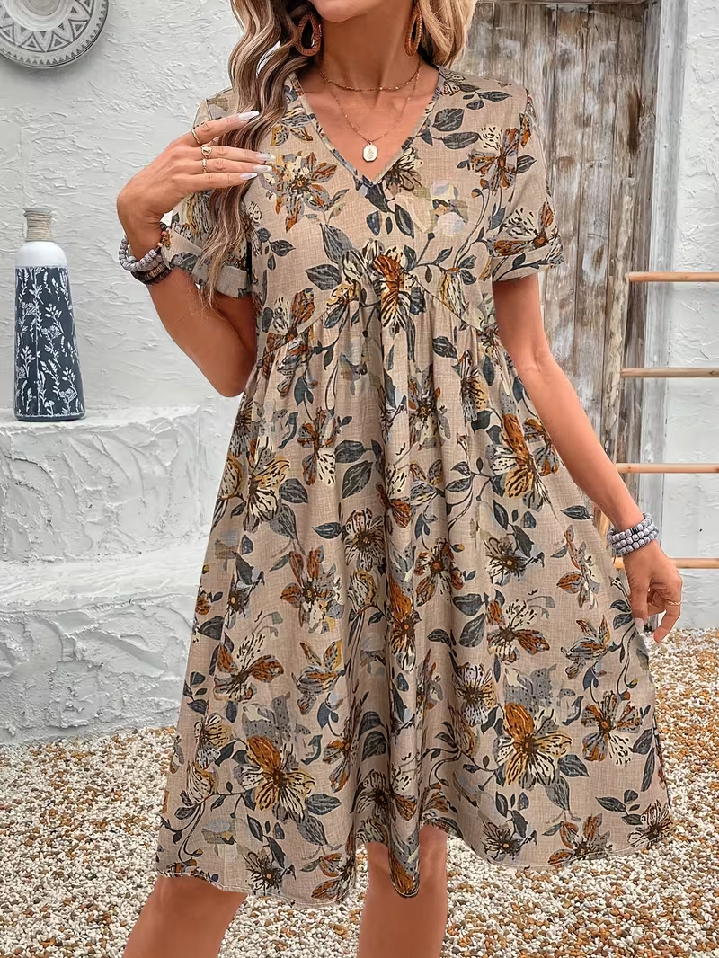 Ngaio vintage floral A-line dress front