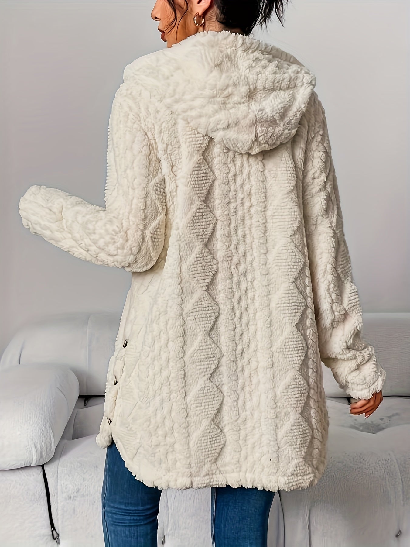 Awhina | Hooded Plush Cardigan Coat