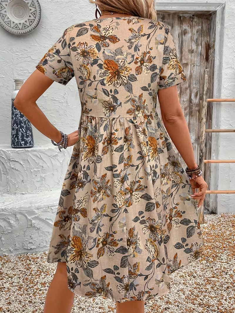 Ngaio vintage floral A-line dress back